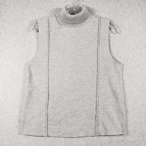 ZARA‎ Gray Knit Turtleneck Sleeveless Sweater Top Women Medium Soft Minimalist